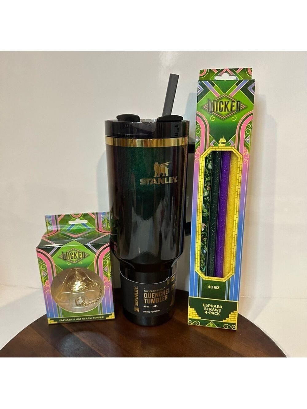 Stanley x Target Wicked Elphaba 40oz with Straws & Witch Hat Straw Stopper